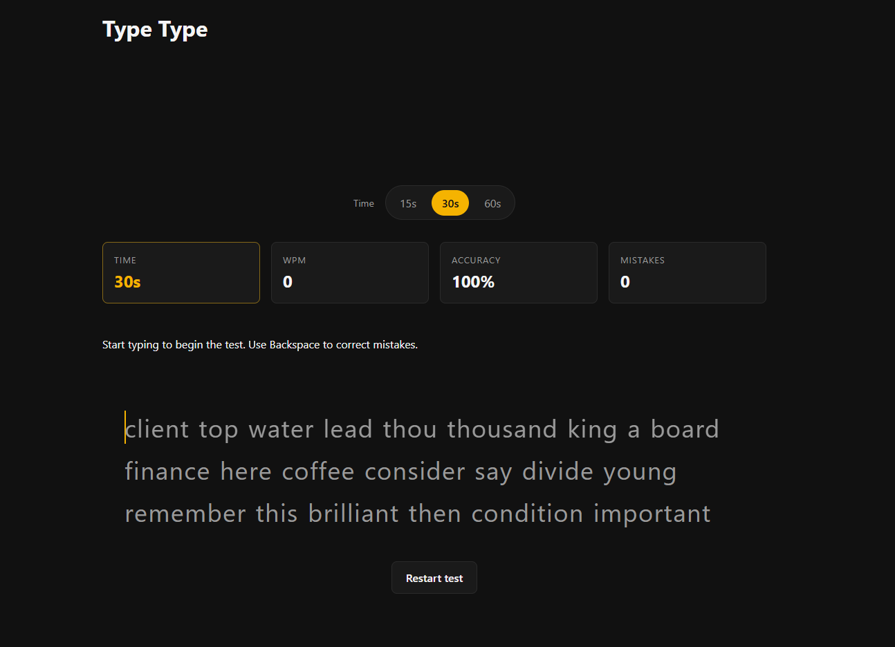 Type Type typing test app screenshot